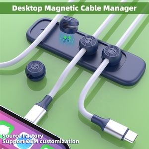 Vente chaude Silicone Câble Titulaire Magnetics Adhésif Bureau Cordon Fil Clips Organisateur OEM LOGO Magnétique Câble Gestion - Product Image 5