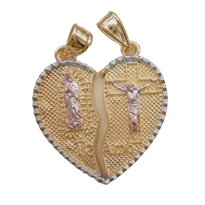 Collana JML Fashion con Pendente della Vergine Maria e Gesù Placcato Oro 14K, <span class=keywords><strong>Cuore</strong></span> <span class=keywords><strong>a</strong></span> <span class=keywords><strong>Cuore</strong></span> per Coppie, Gioielli in Lega per Uomini, Donne e Bambini - Product Image 1