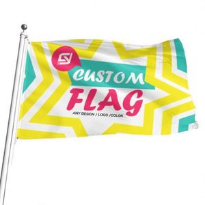 Any Size Any logo Any Design 100% Polyester Good Quality Outdoor Use Yellow Star Custom <b>Flags</b>, Banners - Product Image 2