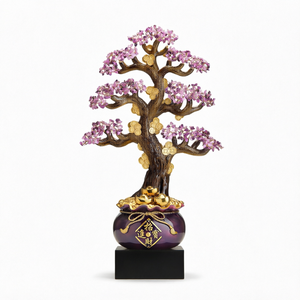 Purple Crystal Money Tree Desk Ornament Resin Feng Shui Sculpture with Gold Coin Ingot Base for Entryway <b>Living</b> <b>Room</b> - Product Image 1