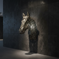 Sculpture murale abstraite moderne en métal, tête de cheval grandeur nature en fer, décoration murale animale à vendre