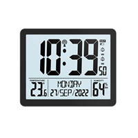 Elektronischer LCD-Großbildschirm-Wecker mit Digitaler Hintergrundbeleuchtung Desktop-Temperatur- und Feuchtigkeitsanzeige Wandmontierter Radiowecker