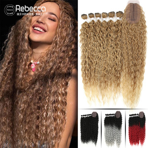 خصلات شعر اصطناعية عالية الجودة بنمط موجي مائي، مواد نسج الروطان، شعر مستقيم بالجملة، صور لحزم الشعر الاصطناعي - Product Image 2