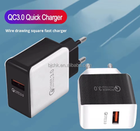 Chargeur USB à port unique 18W QC3.0 5V/2A à charge rapide, ignifuge, conforme aux normes UE et US, en stock, pour téléphone portable