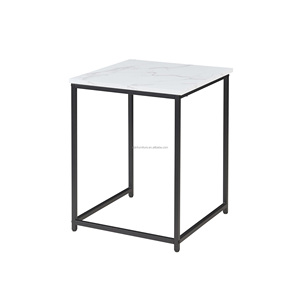 Tavoli laterali in finto <span class=keywords><strong>marmo</strong></span> Set di 3 tavoli da soggiorno scorrevoli con struttura in metallo quadrati divano tavolo in <span class=keywords><strong>marmo</strong></span> bianco - Product Image 3