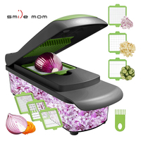 Mandoline manuelle multifonctionnelle Outil de cuisine Presse à main en plastique Coupe-fruits et légumes Nouveau coupe-oignons Hachoir à légumes