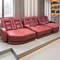 Canapé-lit de salon convertible rétractable de style moderne Meuble de théâtre en cuir véritable avec appui-tête électrique