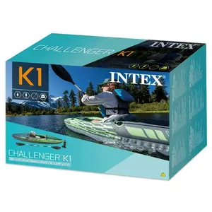 Daime — canne à pêche gonflable INTEX Challenger K1, pour 1 personne, avec rames en aluminium, 68305lp