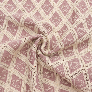 בד תחרה מתואמת צבע בד 20% כותנה 80% בד תחרה פוליאסטר עם רקמה דפוס מרובע לקישוט הבית - Product Image 5