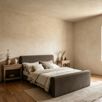 Cadre de lit minimaliste européen moderne en velours rembourré avec espace de rangement, facile à assembler, taille King/Queen pour meubles de chambre