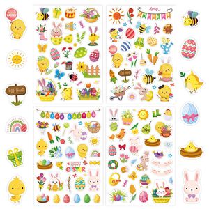Adesivi 4 fogli di pasqua per bambini 100 pezzi fai da te simpatici adesivi per uova da <span class=keywords><strong>coniglietto</strong></span> sfuso regali di Pasqua forniture per bomboniere - Product Image 3