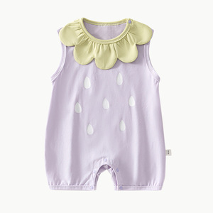 Conjunto de Verano para Bebés Niñas, Mono sin Mangas con Cuello de Pétalos, Algodón Fino, con Etiqueta, Talla 6M-12M - Product Image 5