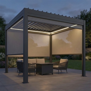 Pergola avec écrans latéraux rétractables, <span class=keywords><strong>moustiquaire</strong></span> anti-moustiques pour les rassemblements en plein air en soirée, structure en aluminium, gazebo intelligent - Product Image 1