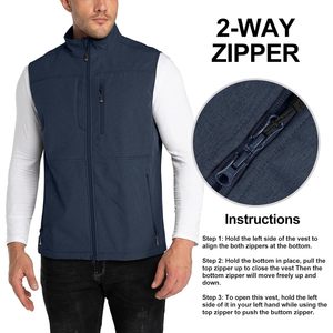 Chaleco de golf ligero para hombre de 33,000 pies, impermeable, cortavientos, con cremallera, forro polar, 7 bolsillos - Product Image 3