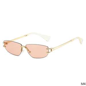 Gafas de Sol de Diseñador de Marca de Lujo, Modernas, Metálicas Doradas, Unisex, Clásicas, Retro, Cuadradas, con Logotipo Personalizado, al por Mayor, Naranja, Azul Claro - Product Image 5