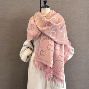 新款奢华冬季双面羊绒长流苏围巾高品质女性加厚包裹披肩女士羊绒保暖围巾 - Product Image 1