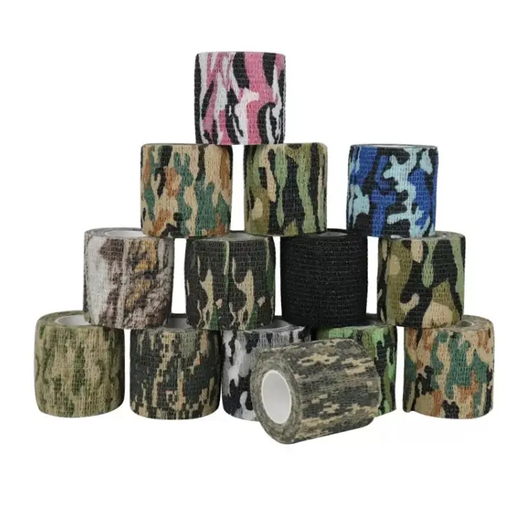Outdoor Self-adhesive Camo Tape Stretch Bandage Tactical Non-woven Protective Camouflage Wrap for Hunting Flashlight