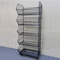 Bacs de stockage en fil métallique pour supermarchés, bacs de vente au détail, bacs en fil métallique empilables avec roulettes