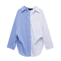 Chemisiers décontractés pour femmes, 2 coloris, boutonnés, manches longues, imprimé rayé, col rabattu, respirant, vintage, été