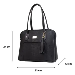 Sac fourre-tout noir pour femme Fana Idalia, motif Saffiano, bandoulière chaîne, sac à main décontracté pour un usage quotidien - Product Image 1