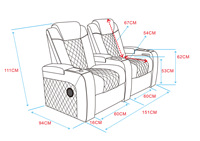 Ensemble de canapés inclinables électriques modernes de luxe en cuir blanc avec télécommande, fonction extensible et structure en bois pour cinéma maison VIP
