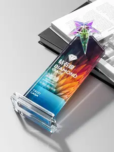 Troféu de prêmio de cristal de vidro transparente com logotipo personalizado gratuito para eventos de conferências esportivas, presente de negócios em branco