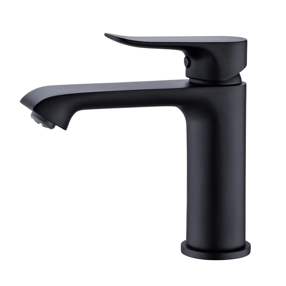Kaiping Manufacturer Deck Mounted Single Handle Matt Black Bathroom Faucet Single Hole Sink Basin Faucet