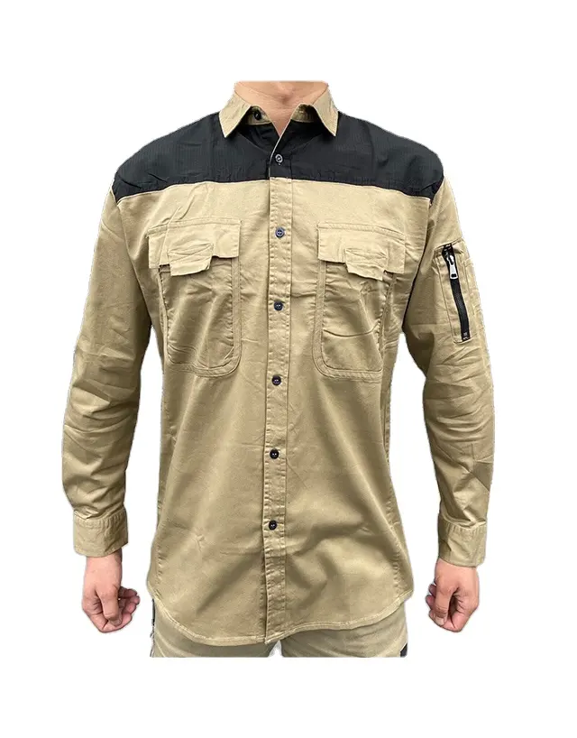 Factory Supply Classic Work Shirts Long Sleeve Cool Light Industrial Cotton Work Shirt Mens Shirts Weight Stretch Cotton