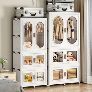 Rmier Portable Foldable Wardrobe For Home Bedroom Baby Children's Rental Room Durable Simple Design PP Plastic Storage Cabinet