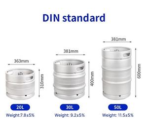 Barril de <span class=keywords><strong>Cerveza</strong></span> Comercial de Acero Inoxidable con Conexión Sankey D/G/A/S de 1/2 1/4 1/6, Certificado NSF, 20L/30L/50L/60L - Product Image 4