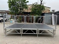 Scène portable en aluminium de 16 pi x 24 pi, pliable, mobile, plateforme carrée à double niveau pour concerts