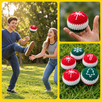 Hacky Sack de Noël personnalisé, fait main au crochet, motif flocon de neige et sapin, pour cadeaux de fêtes et jeux en plein air