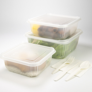 Diseño de ventilación Caja de embalaje de alimentos de plástico de 1700ml Contenedor de alimentos desechable apilable para ahorrar espacio de almacenamiento - Product Image 1