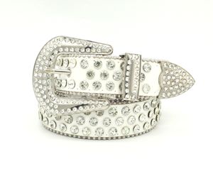 Ceinture de luxe en cuir PU BB Simon avec boucle magnétique intelligente, ornée de cristaux brillants et de strass, personnalisable 3,8 cm - Product Image 5
