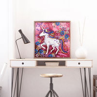 Peinture au diamant moderne 5D, forme spéciale, broderie licorne, bricolage, peinture en strass faite à la main pour adultes ou enfants, 30x30cm