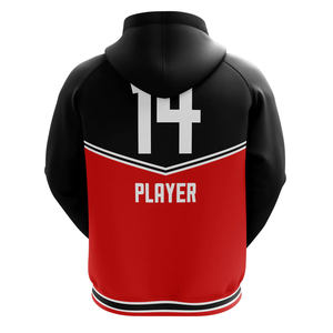 Equipo de entrenamiento de gran tamaño Sudadera con capucha Imprimir Street Fashion Color Blocking 100% Poliéster Negro y Rojo Hombres Trade Assurance Knitted - Product Image 3