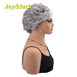 Fabricante al por mayor tendencia de la moda de las mujeres Peluca de la parte superior completa de fibra sintética de las mujeres de <span class=keywords><strong>pelo</strong></span> <span class=keywords><strong>corto</strong></span> de <span class=keywords><strong>plata</strong></span> <span class=keywords><strong>gris</strong></span> <span class=keywords><strong>pelo</strong></span> <span class=keywords><strong>corto</strong></span> - Product Image 5