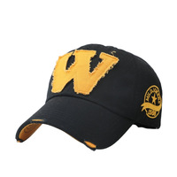 Casquette de baseball personnalisée délavée avec patch lettre W, broderie vintage, grande taille, protection solaire extérieure, visière incurvée en coton