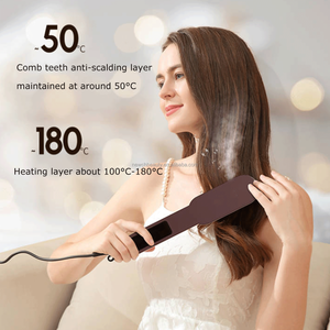 Gran oferta, plancha de pelo para el cuidado de la niebla de vapor, rizador de hierro plano de calentamiento rápido de cerámica, cepillo alisador de pelo múltiple - Product Image 4