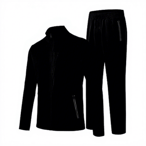Ensemble de survêtements d'hiver pour hommes, 2 pièces, manches longues, fermeture éclair intégrale, polaire, vêtements de sport, course à pied, jogging, gym, vêtements décontractés, légers - Product Image 1