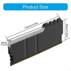 Dissipateur thermique pour RAM <span class=keywords><strong>de</strong></span> serveur DDR4 DDR5 à haute efficacité avec synchronisation ARGB, construction en aluminium pour refroidissement <span class=keywords><strong>de</strong></span> mémoire 64 Go et faible bruit - Product Image 6