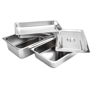 Fábrica de alta calidad, precio barato, tamaño completo, Hotel, cocina, acero inoxidable, <span class=keywords><strong>comida</strong></span>, Gastronorm GN, contenedor, sartén con tapa - Product Image 1