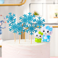 10 décorations de gâteau flocon de neige scintillantes or, argent, bleu – Pics à cupcakes de Noël pour fêtes d'hiver et desserts