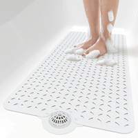 Tapis de bain OTHWAY antidérapant pour baignoire, tapis long pour baignoire, attrape-cheveux, grands trous de drainage, tapis de douche intérieur, lavable en machine, blanc