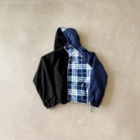 Vestes coupe-vent en nylon imperméables et résistantes au vent à double couche réversibles avec fermeture éclair et broderie personnalisée pour hommes