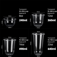 Gobelets en Plastique Transparents Forme U Personnalisables à Usage Unique pour Bubble Tea, avec Couvercle