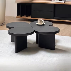 Table basse en bois <span class=keywords><strong>de</strong></span> frêne <span class=keywords><strong>de</strong></span> style antique français, forme papillon, table d'appoint créative, petite table <span class=keywords><strong>de</strong></span> salon, ensemble <span class=keywords><strong>de</strong></span> table à thé noir - Product Image 1