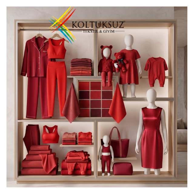 KOLTUKSUZ Red Satin Fabric 58/60 Inch Width Medium Weight Woven Apparel Sleepwear for Women Solid Color Breathable