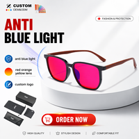 QSKY Lunettes de vue carrées TR90 avec verres rouge-orange 99% anti-lumière bleue pour le sommeil et les jeux sur ordinateur
