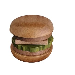Sous-verre créatif en bois massif en forme de hamburger avec design magnétique à niveaux, joli objet décoratif isolant thermiquement pour bureau, un article de niche - Product Image 5